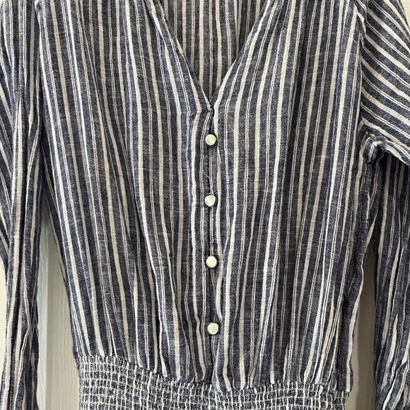 Rails Jasmine Dress in Blue Size XS Linen Blend Long Sleeve Ruffle Mini - Picture 3 of 9